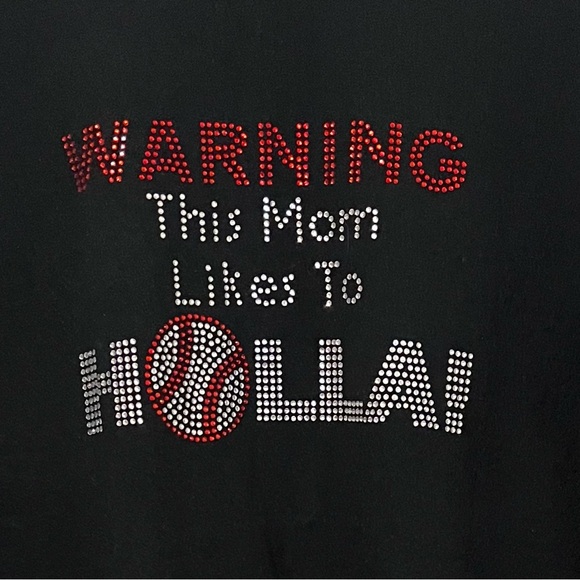 Baseball Mom Bling T-shirt Black Size 2XL - Picture 2 of 5